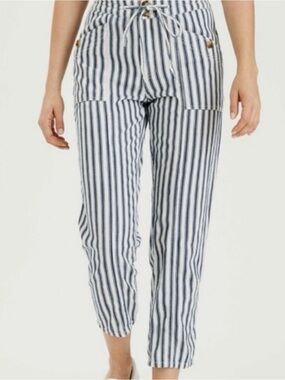 ⚡️American Eagle Outfitters Navy and White Vertical Stripe Cropped Pants
